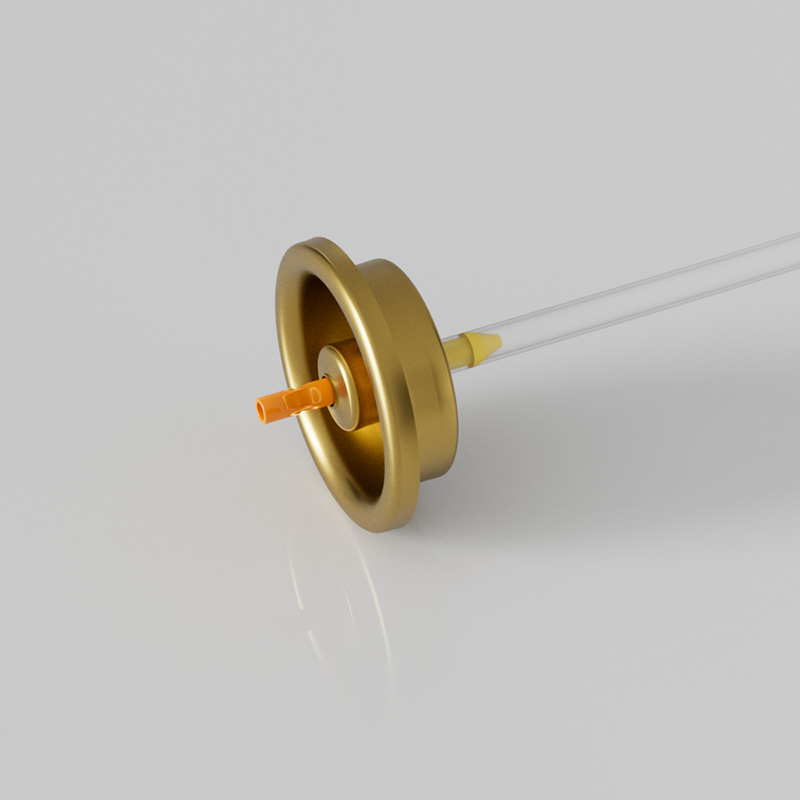 Gold painted metal stem aerosol valve